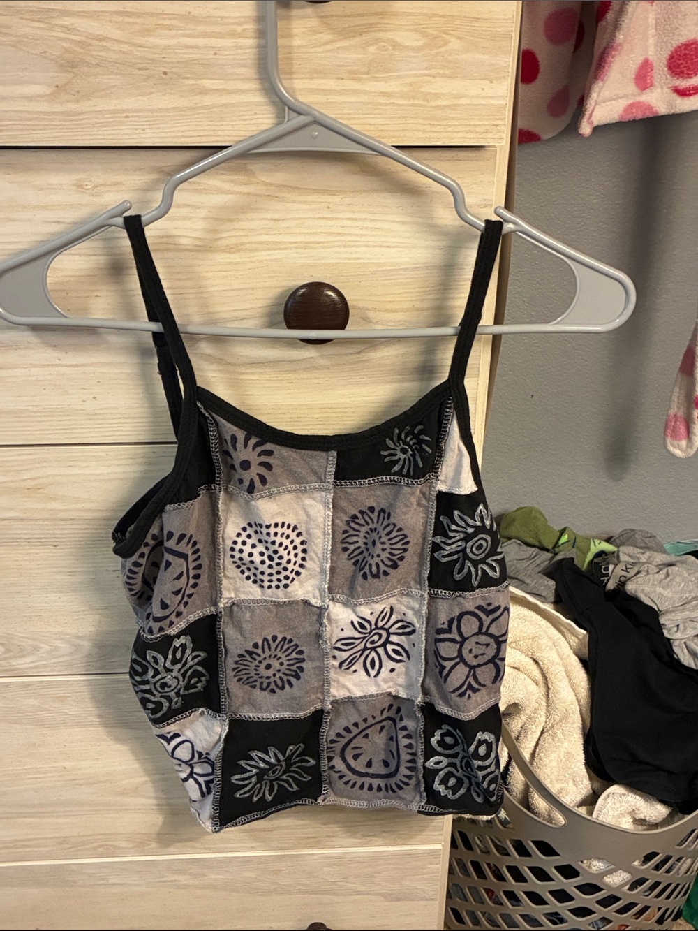 EARTHBOUND Black & Gray Patchwork Floral Cami